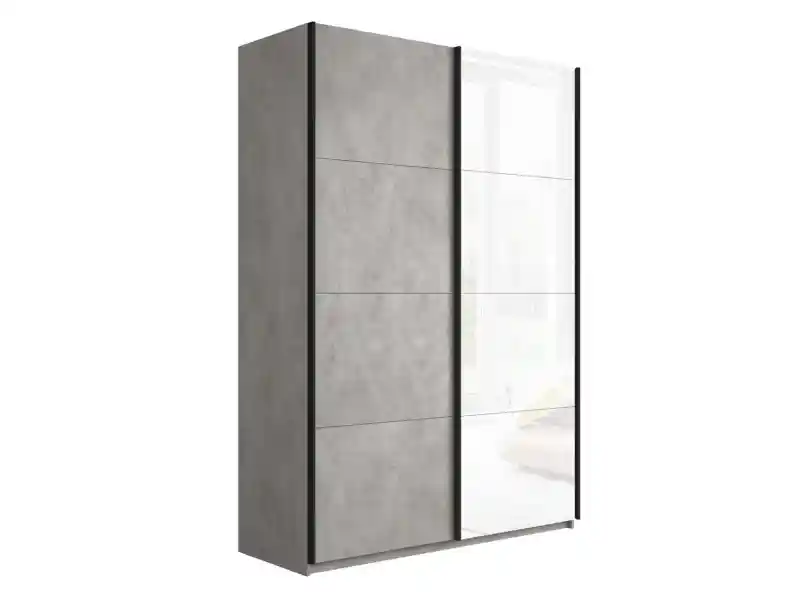 Купе Прайм, бетон, 120×230×57 см, профиль черный профиль, 1 штанга, 7 полок