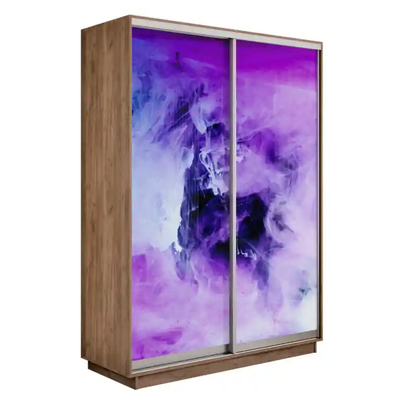 Купе Экспресс, крафт табачный, 140×240×44 см, профиль серебро профиль, 1 выдвижная штанга, 7 полок